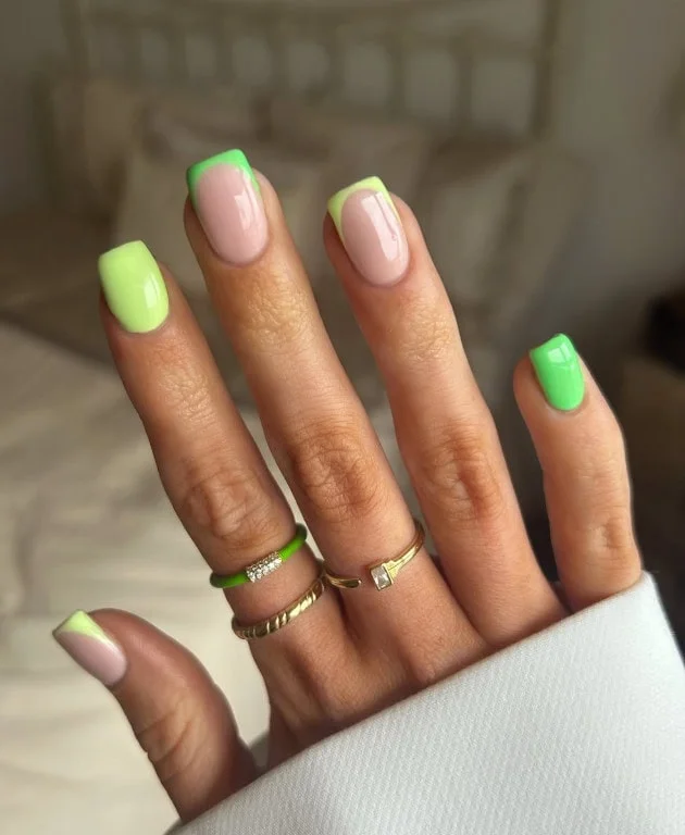 Hot pink swirl French manicure design