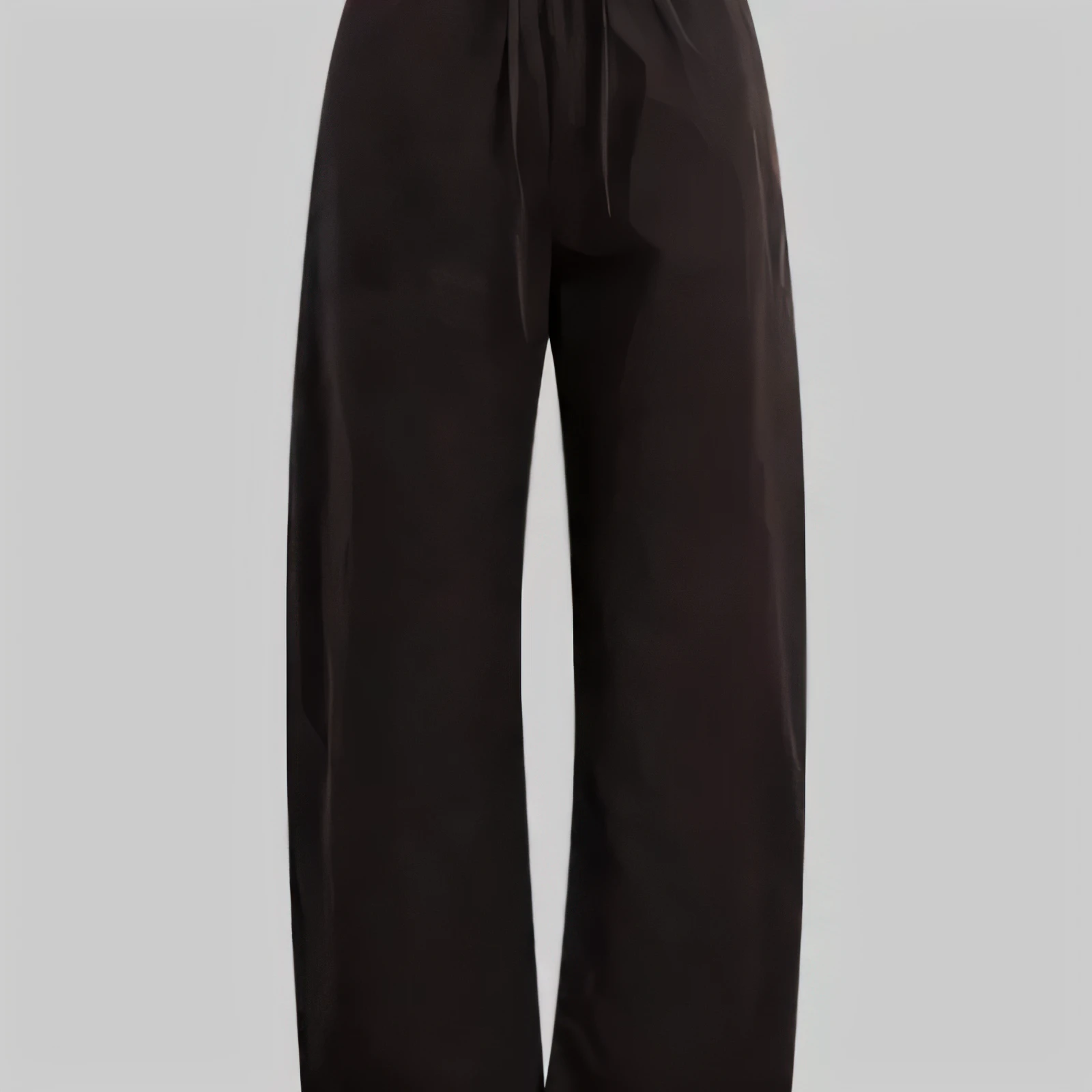 Black wide-leg trousers with drawstring waist
