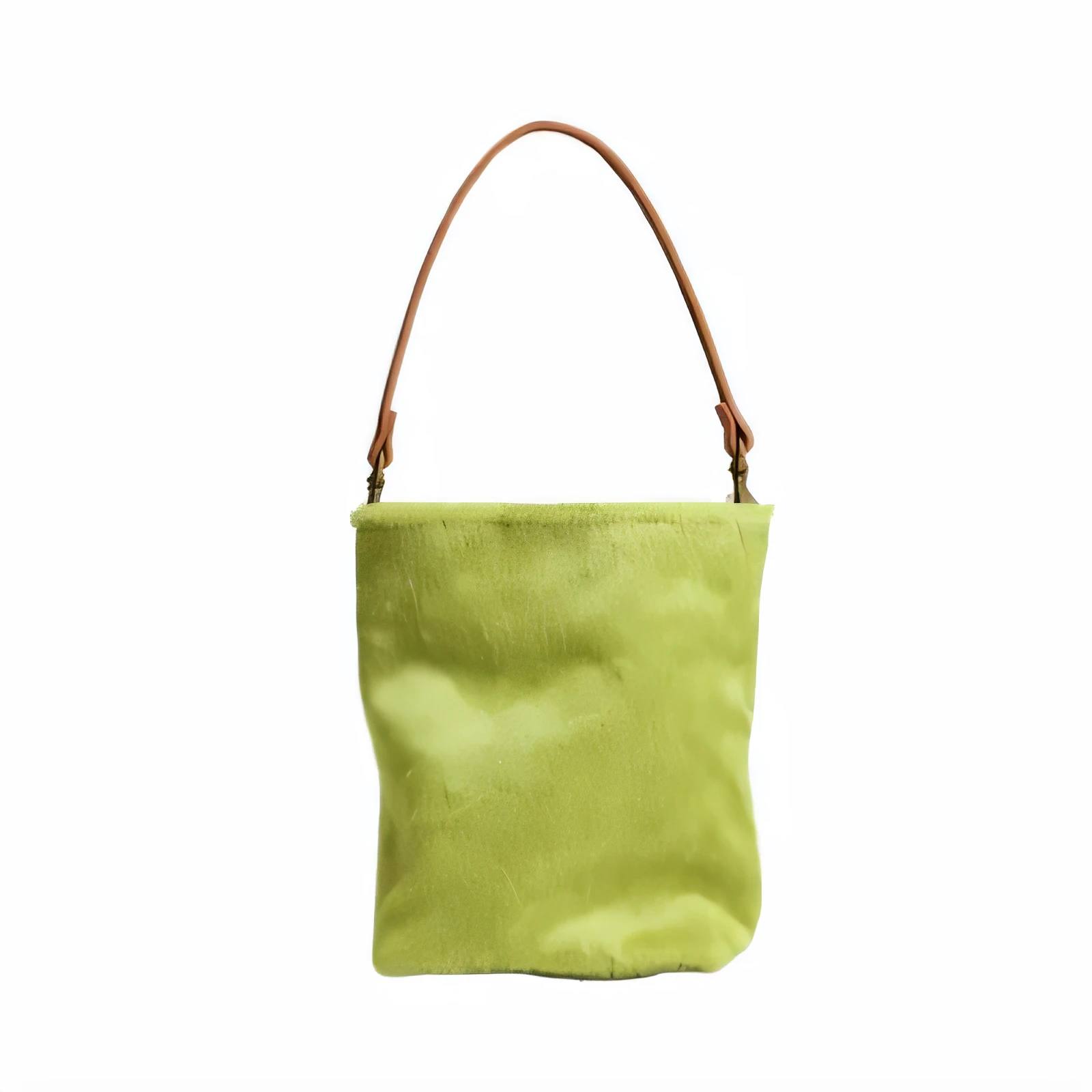 Bright green suede bucket bag as the one statement piece