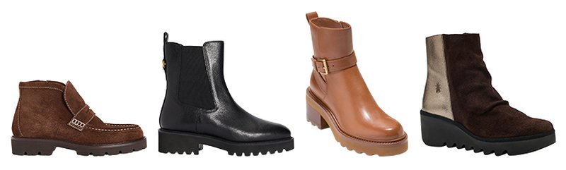 Chunky lug-sole ankle and chelsea boots in leather